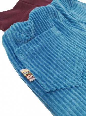 Pantaloni din velur reiat organic petrol, pentru copii [4]