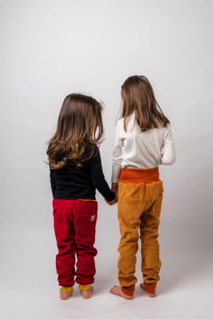 Pantaloni - Pantaloni din velur reiat organic portocaliu, pentru copii