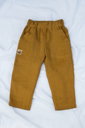 Pantaloni - Pantaloni lungi din in muștar pentru băieți