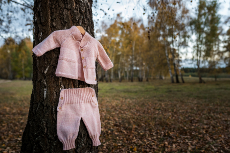 Pulover tricotat handmade din lână merinos roz, pentru bebeluși, 6 luni [4]