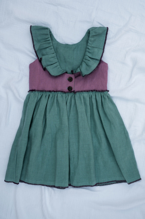 Rochie de vară din in lila-turquoise, pentru fete [1]