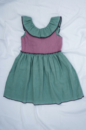 Rochii și Sarafane - Rochie de vară din in lila-turquoise, pentru fete