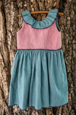 Rochie de vară din in lila, turquoise, pentru fete [3]