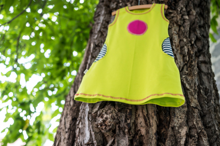 Rochie din bumbac organic verde neon, pentru fete [1]