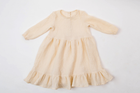Rochie din muselină de bumbac organic natur pentru fete [2]