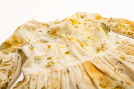 Rochie din țesătură de lână merinos, vopsită natural cu plante, pentru bebeluși, M86 [3]