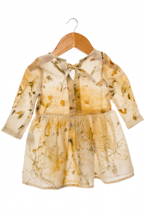 Rochie din țesătură de lână merinos, vopsită natural cu plante, pentru bebeluși, M 80 [6]