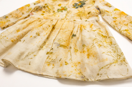 Rochie din țesătură de lână merinos, vopsită natural cu plante, pentru bebeluși, M86 [5]