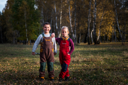 Salopetă din lână fiartă roșu cu manșete de lână merinos organică, pentru copii [8]