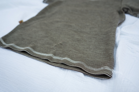 Tricou din jerse de lână merinos organică cu dungi maro, pentru copii [2]