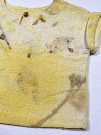 Tricou din muselină de bumbac organic, imprimat natural cu plante-ecoprint, pentru fată, 4 ani, M104 [2]