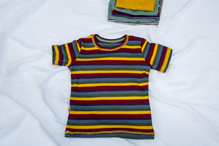 Tricouri - Tricou din țesătură organică de lână merinos și mătase multicolor, pentru băieți