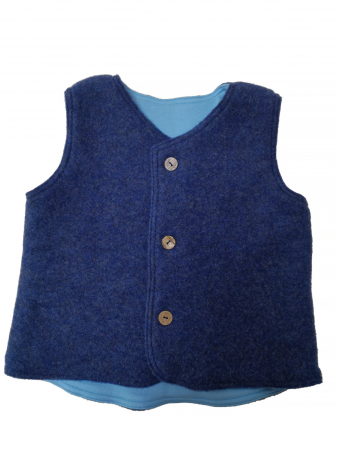 Veste - Vestă clasică din fleece de lână merinos organică albastru, pentru băieți