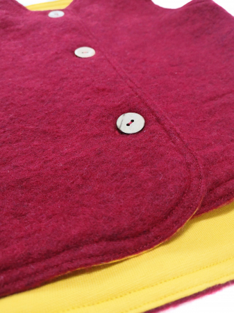 Vestă clasică din fleece de lână merinos organică roșu pentru bebeluși [6]