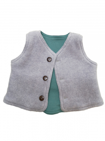 Vestă clasică din fleece de lână merinos organică gri, pentru bebeluși [6]