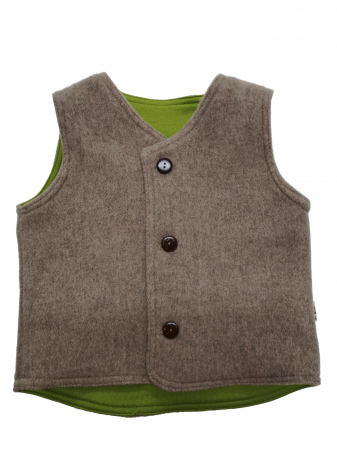Vestă clasică din fleece de lână merinos taupe pentru copii [3]