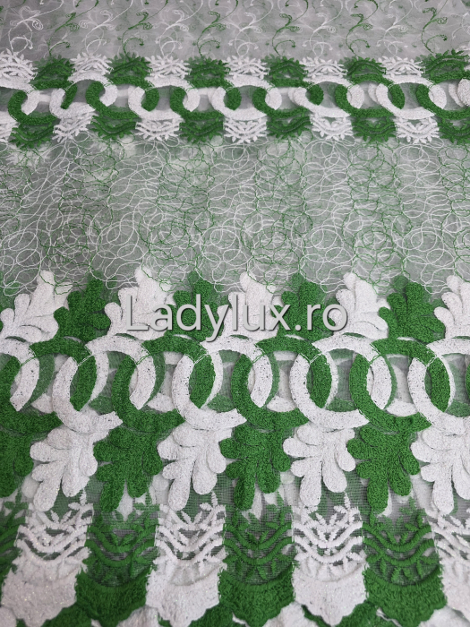 Perdea albă cu Broderie Verde  Model Cerc – rafinament și strălucire discretă C1733 [1]