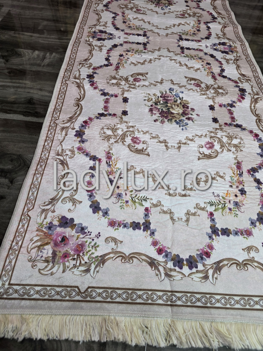 Traversă Subțire 75x200 cm – Model Floral Clasic, cu Spate Antiderapant [2]