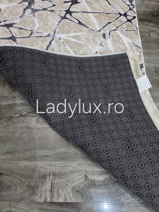 Traversa antiderapanta 1x3 M, model abstract Bej+Negru [3]