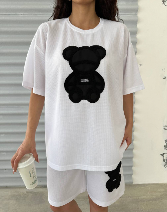 Compleu Alb, doua piese, Tricou si Pantalon scurt BabilonFsh [1]