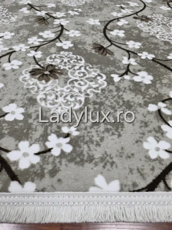 Covor 200x280 cm Lucrat pe Antiderapant Eleganț - Model Flori Bej OKY [2]