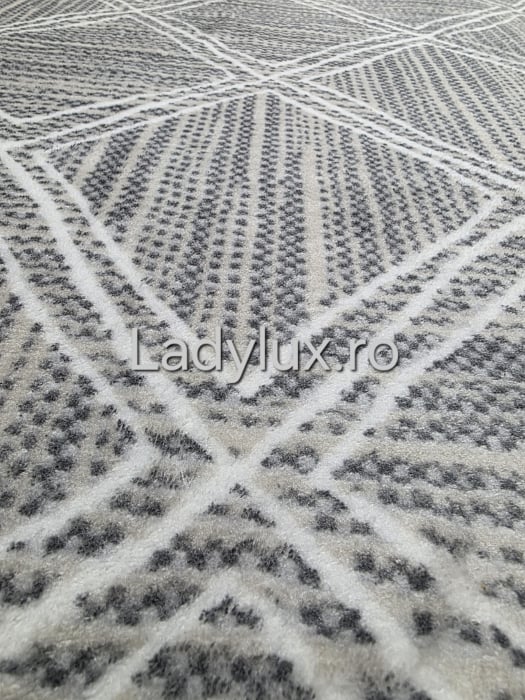 Covor 2x2.80 m lucrat pe antiderapant eleganță în nuanțe de gri si alb- C1432 [2]