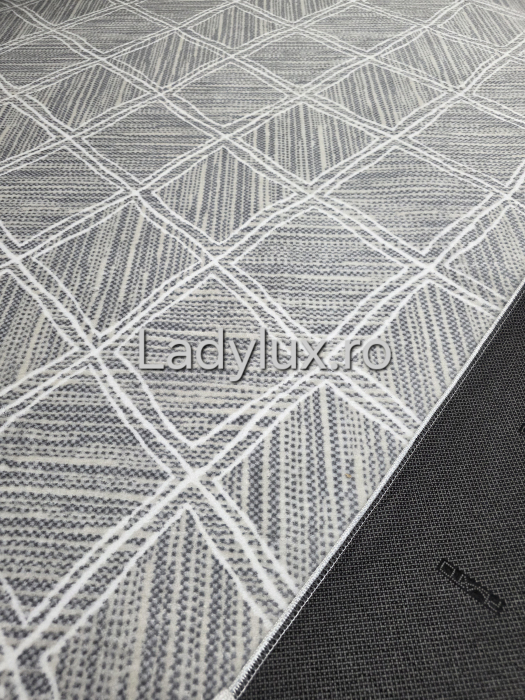 Covor 2x2.80 m lucrat pe antiderapant eleganță în nuanțe de gri si alb- C1432 [5]