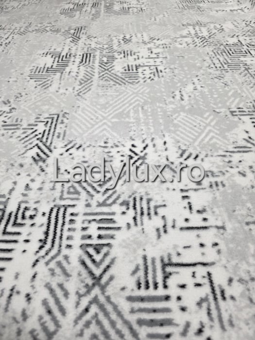 Covor 2x2.75 m lucrat pe antiderapant eleganță în nuanțe de gri si alb- C1433 [1]