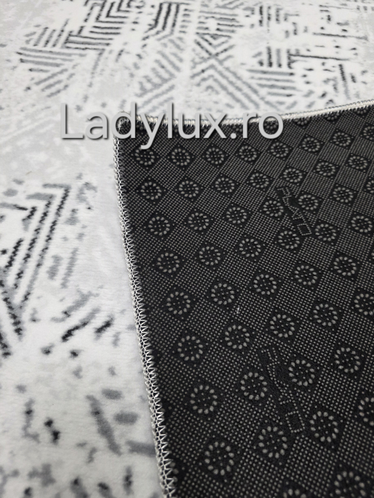 Covor 2x2.75 m lucrat pe antiderapant eleganță în nuanțe de gri si alb- C1433 [5]