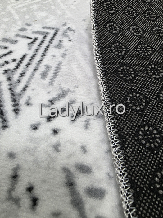 Covor 2x2.75 m lucrat pe antiderapant eleganță în nuanțe de gri si alb- C1433 [6]