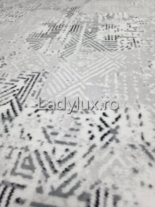 Covor 2x2.75 m lucrat pe antiderapant eleganță în nuanțe de gri si alb- C1433 [4]