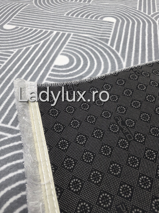 Covor 2x2.80 m lucrat pe antiderapant eleganță în nuanțe de gri - C1431 [3]