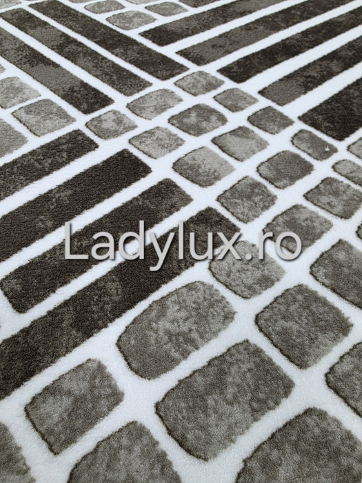 Covor 2x2.80 m lucrat pe antiderapant eleganță în nuanțe de Maro- stil parchet 3 [4]