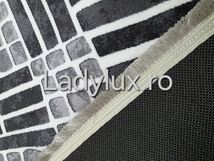 Covor 2x2.80 m lucrat pe antiderapant eleganță în nuanțe de gri - stil parchet 3 [4]