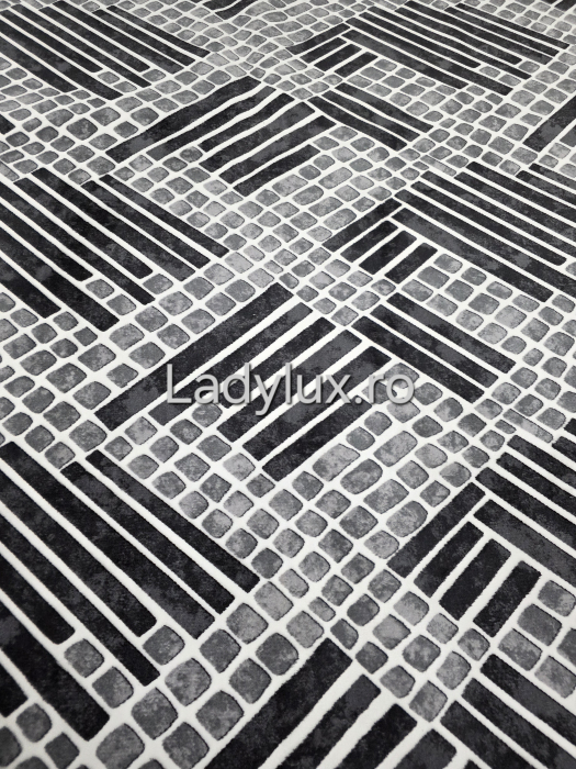 Covor 2x2.80 m lucrat pe antiderapant eleganță în nuanțe de gri - stil parchet 3 [5]