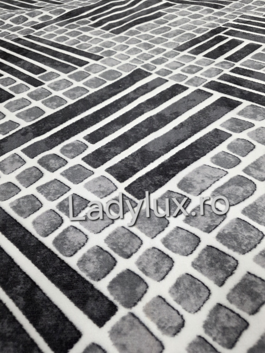 Covor 1.5x2.20 m lucrat pe antiderapant eleganță în nuanțe de gri - stil parchet 3 [2]