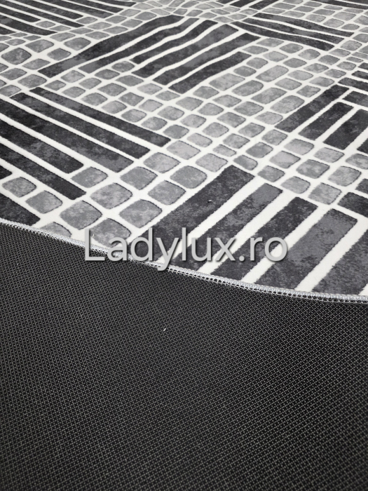 Covor 1.5x2.20 m lucrat pe antiderapant eleganță în nuanțe de gri - stil parchet 3 [3]