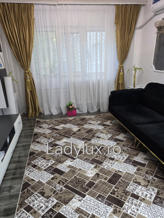 Covor 2x2.80 m pe suport antiderapant cauciucat, în nuanțe de maro. Căldură, siguranță și eleganță pentru casa ta. Calitate premium LadyLux Home & Deco. [4]