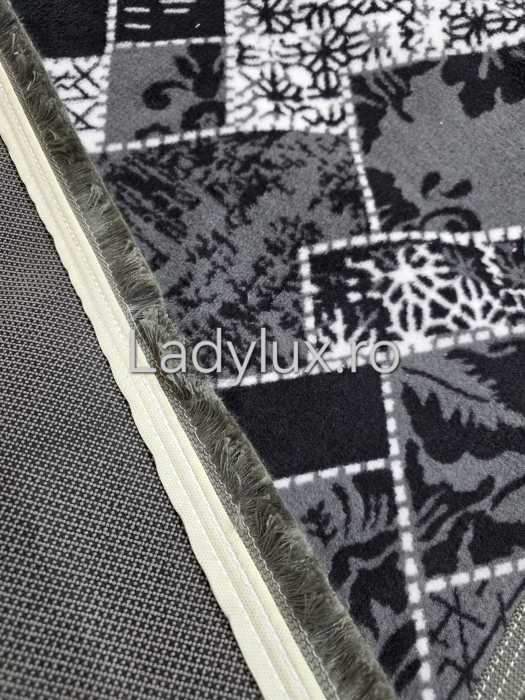 Covor 2x2.80 m lucrat pe antiderapant eleganță în nuanțe de gri [3]