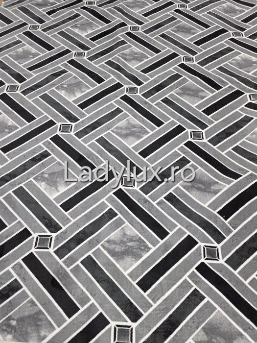 Covor 2x2.80 m lucrat pe antiderapant eleganță în nuanțe de Gri- model Curea [1]