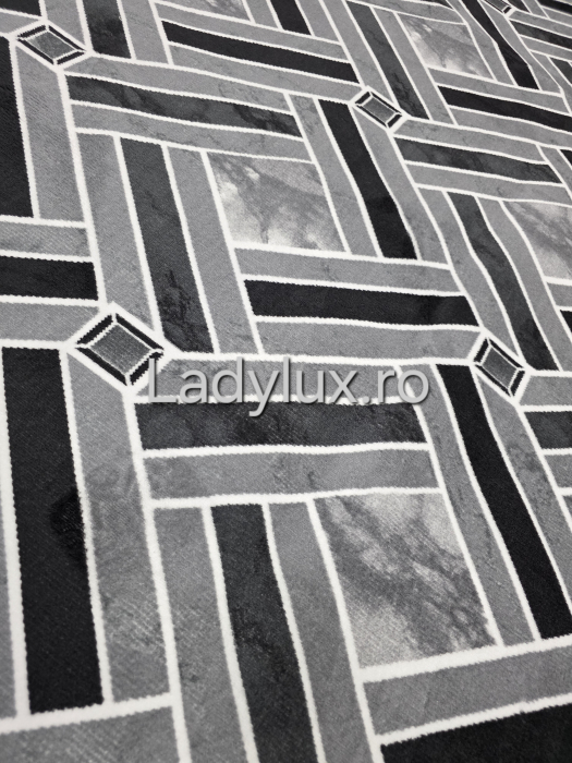 Covor 2x2.80 m lucrat pe antiderapant eleganță în nuanțe de Gri- model Curea [2]