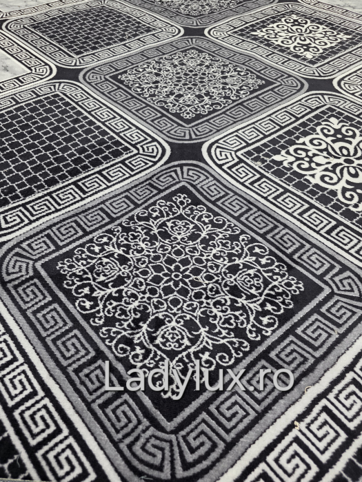 Covor 2x2.80 m lucrat pe antiderapant eleganță în nuanțe de gri- model VRS [2]