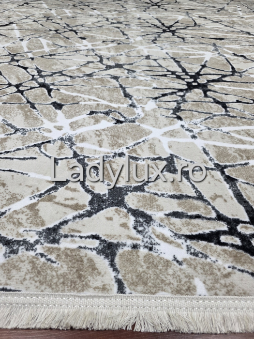 Covor 2x2.80 m lucrat pe antiderapant eleganță în nuanțe de Bej- model Sarpe [2]