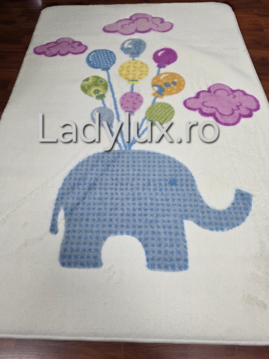 Covor Copii 100x150, Plusat, Cauciucat si Antiderapant- Elefant [1]