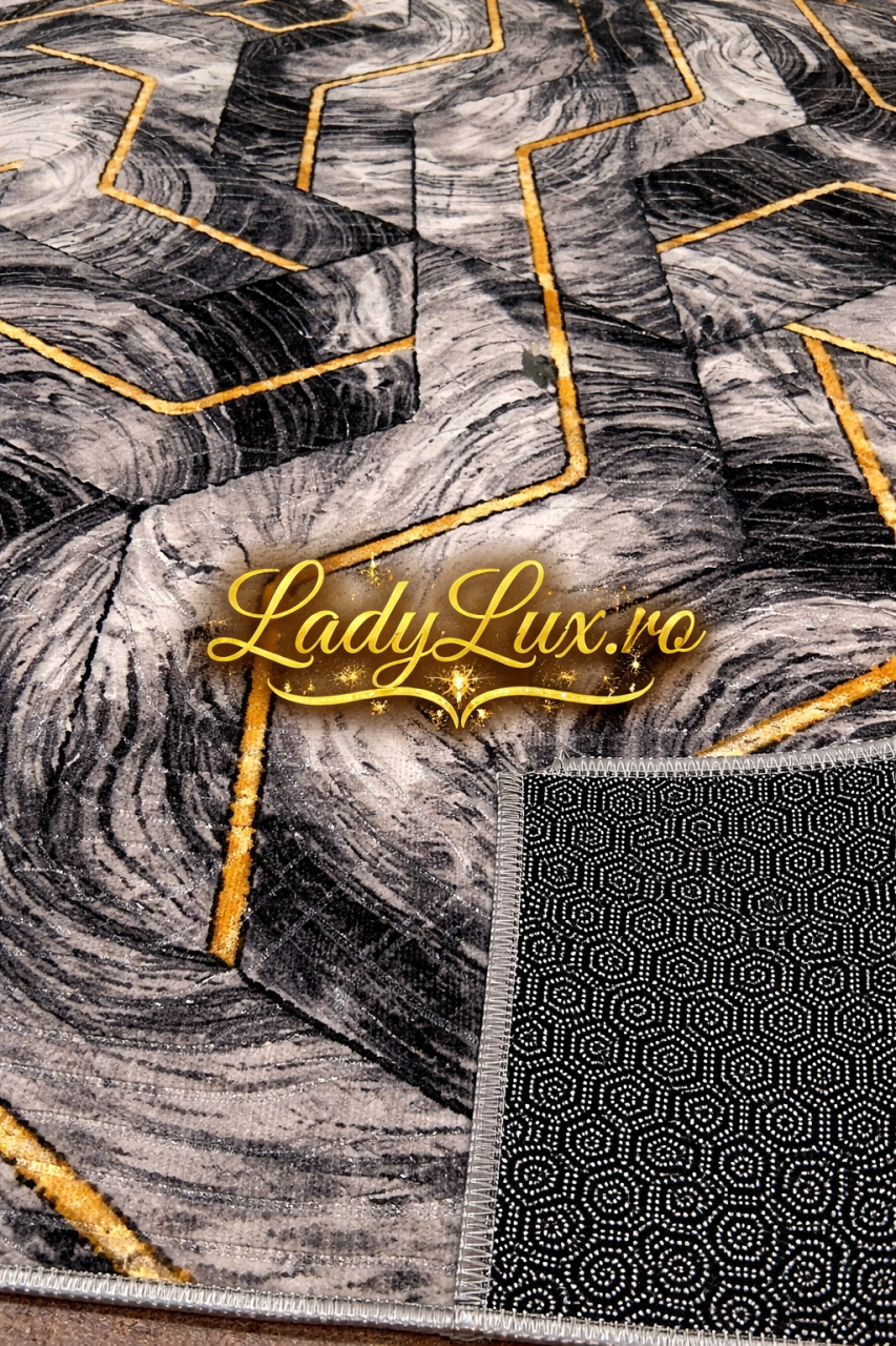 Covor Lucrat pe Antiderapant Model SZG Hexaur Gri 200x270 cm [2]