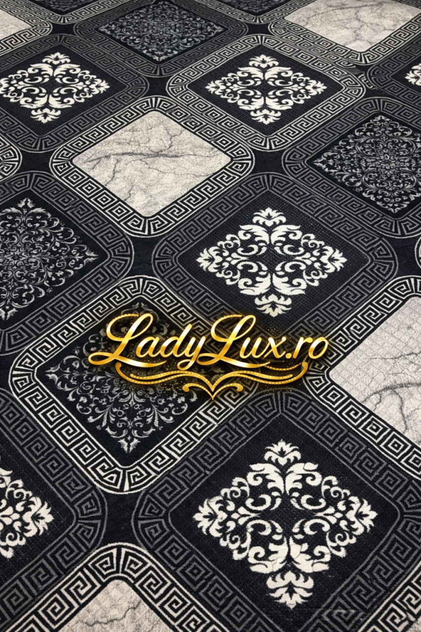 Covor Lucrat pe Antiderapant Model SZG VRS Negru-Gri 150x200 cm [2]