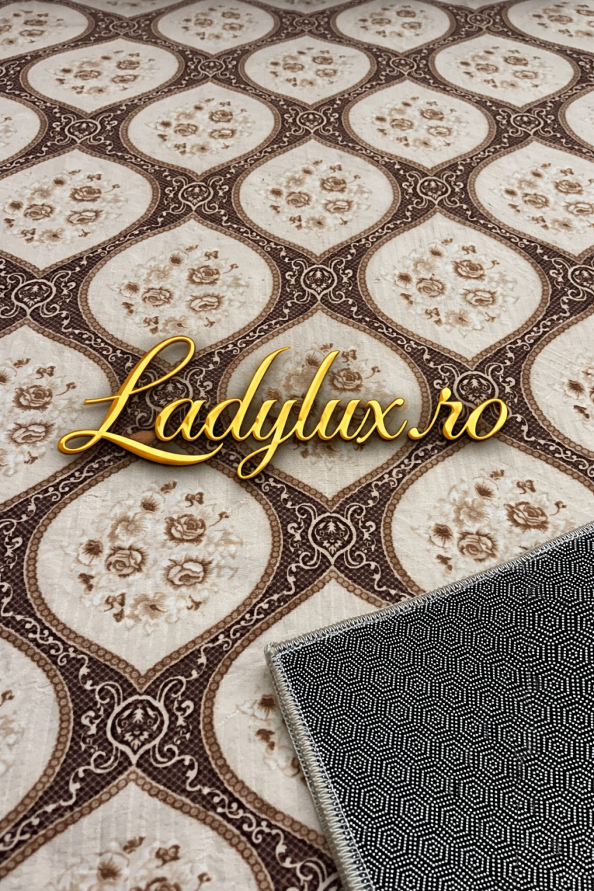 Covor Lucrat pe Antiderapant Model SZG Buchet Maro 200x270 cm [2]