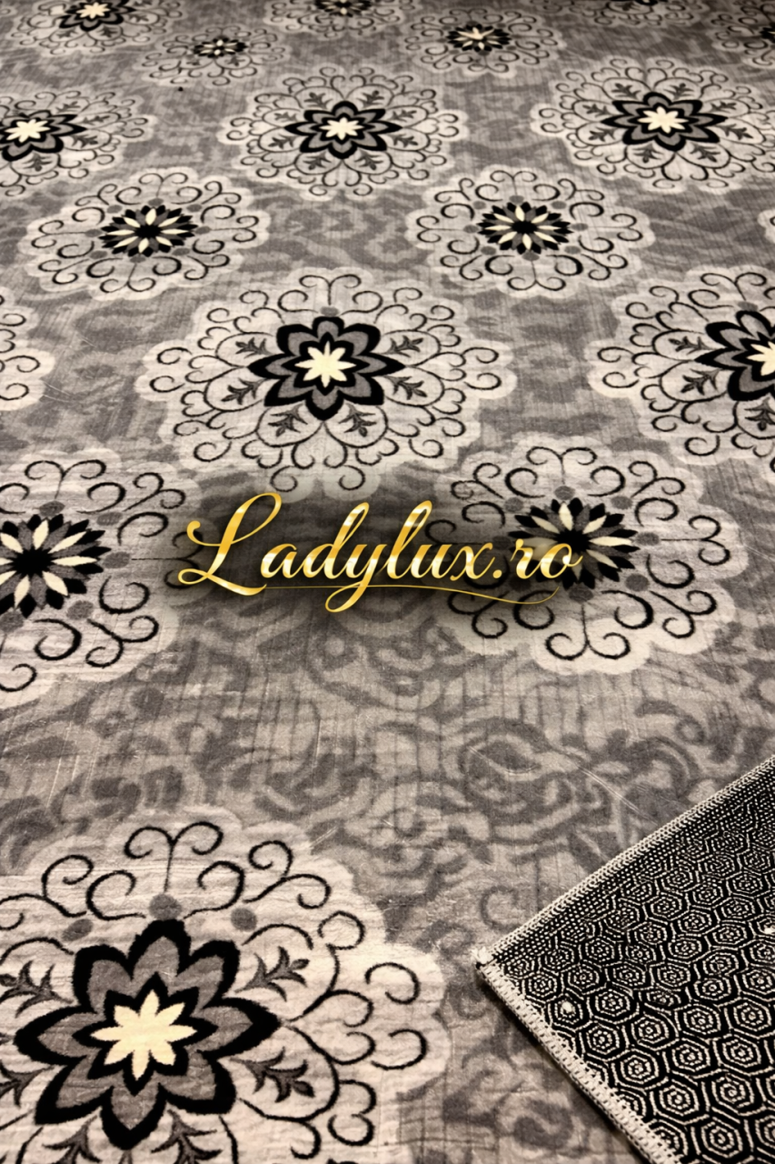 Covor Lucrat pe Antiderapant Model SZG Narci Gri 200x270 cm [2]