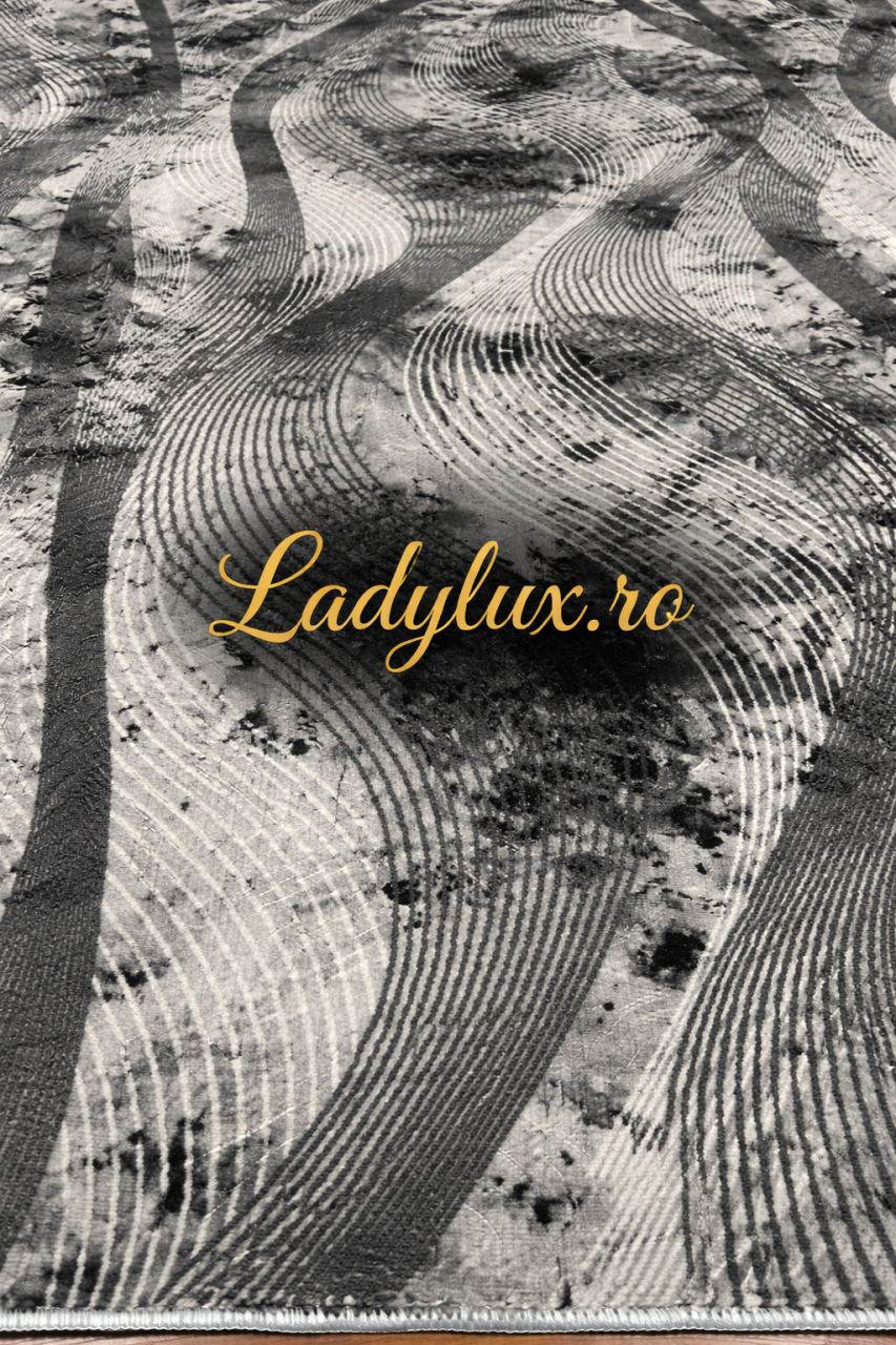Covor Lucrat pe Antiderapant Model SZG Ilusion Gri 200x270 cm [3]