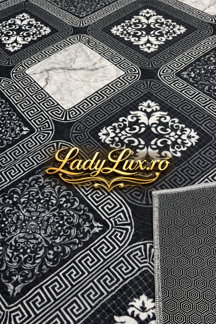 Covor Lucrat pe Antiderapant Model SZG VRS Negru-Gri 200x270 cm [3]